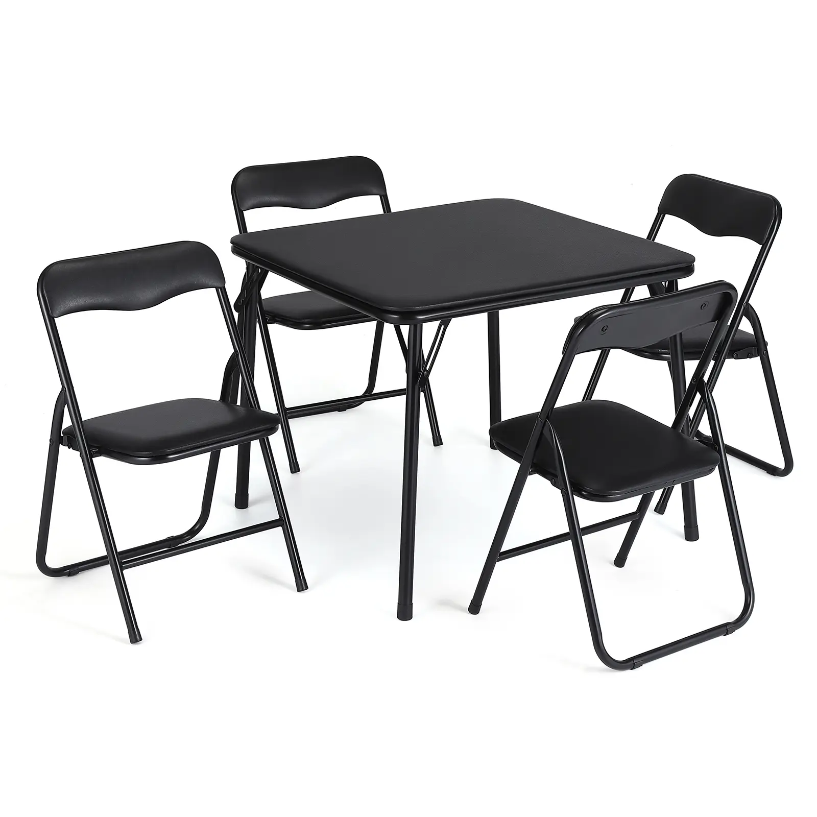 Gaomon 5-Piece Foldable Indoor Furniture Set - Upholstered Compact Iron & Wood Table with 4 Chairs, 23.62" Square Top, Portable Metal Frame, Easy Setup, Fold & Store Fast, Space-Saving for Children's Indoor Activities