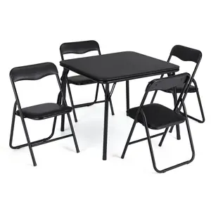 Folding Card Table and Chair Set of 5, Upholstered Foldable Table and Chair Set, Portable Metal Frame Children's Activity Table and Chairs Set