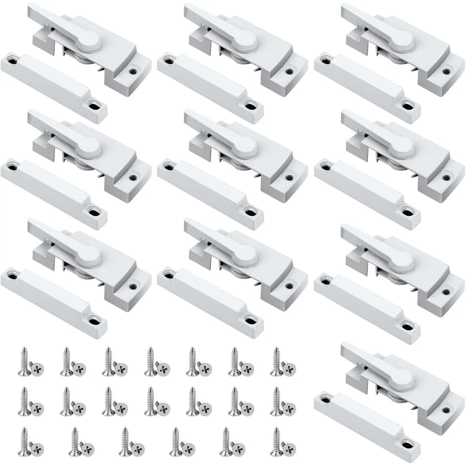 10 Pack White Cam Action Tilt Sash Window Latch, Security Replacement Window Locks for Horizontal Sliding Windows & Double Hung Windows