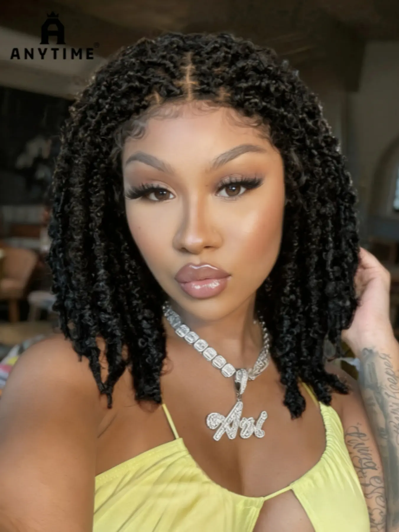 Anytime:9×6 Lace Front Braided Wig for Women, 12 Inch Synthetic Bohemian Locs Wig, Natural Texture African Style Twist Braid Lace Wig
