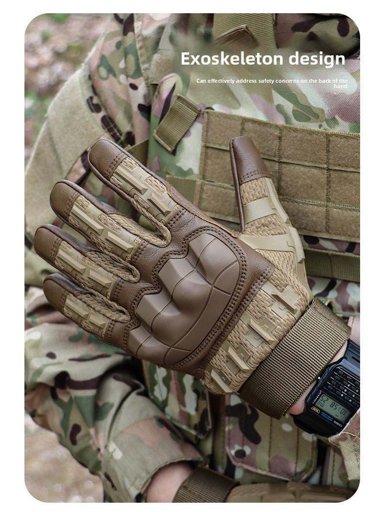 Five-finger touch screen tactical gloves, outdoor sun protection, anti-slip, motorcycle impact-resistant combat gloves