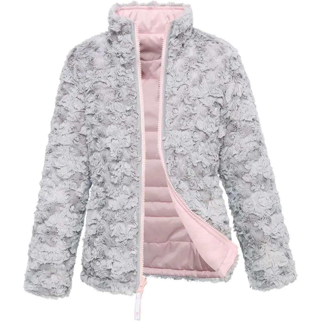 Girls' Reversible Water-Resistant Sherpa Fleece Puffer Jacket | Teddy|Winter Coat|Thermal Heat Insulation|Warm|Fully-Reversed|Sherpa Fleece Lined|Windproof