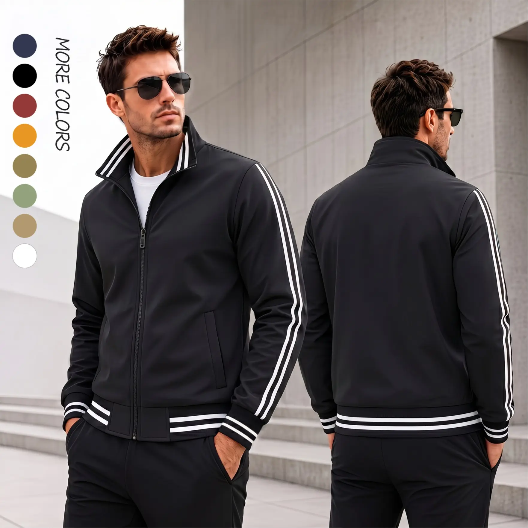 Men’s Lightweight Bomber Jacket – Minimal Flight Jacket with Ribbed Hem & Cuffs, Casual Streetwear Zip-Up Pilot Style Outerwear