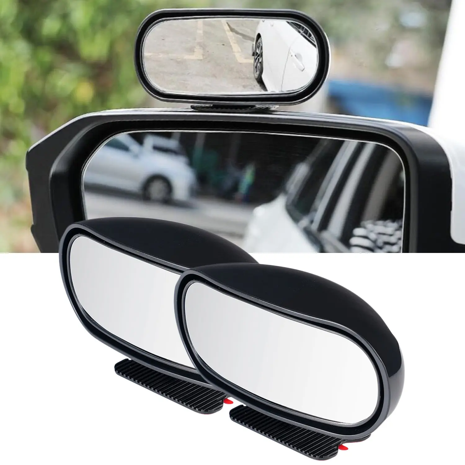 2-Pack Convex Type Glass+ABS Car Mirror Set, 360° Adjustable Self-Adhesive Wide-Angle Side View Aid for Cars/SUVs, Trucks