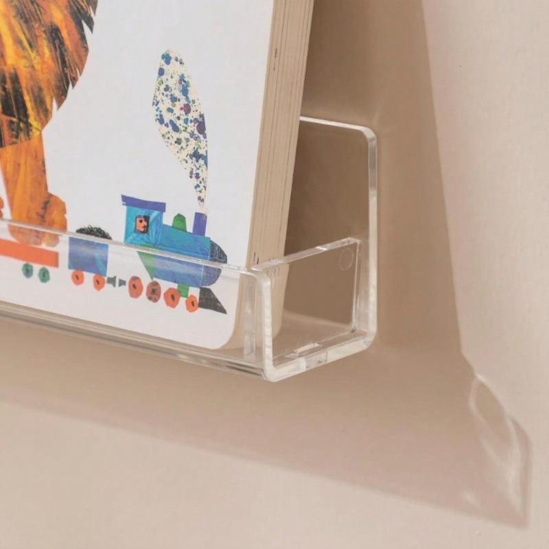 6PCS 15Inch Transparent Acrylic Floating Wall Mount, Modern Hidden Book Display Shelf, Picture Edge Storage Rack for Home & Office Decor