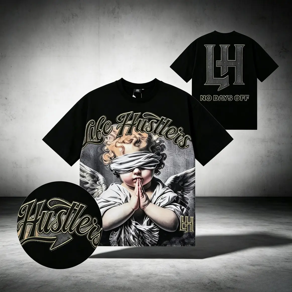 Li Fe Hu Stlers Distressed Diamond Angel Graphic T-Shirt for Men Women Unisex, Vintage Washed Oversized Heavyweight Cotton Rhinestone Gothic Grunge Y2K Streetwear Hip Hop Crew Neck Summer Trendy Top, Graphic Tees, TikTok Shop Back To School