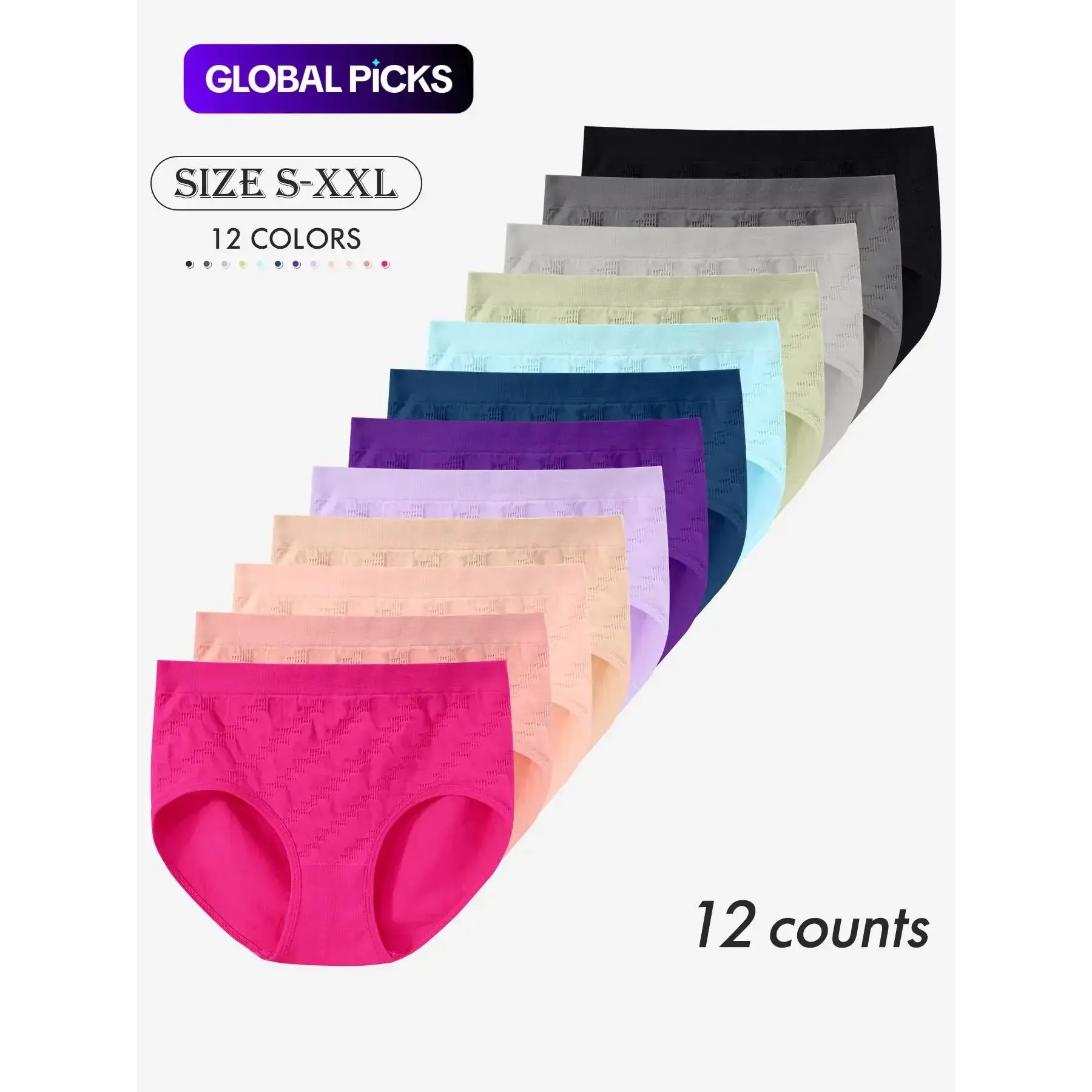Women's Seamless Briefs, Breathable Knickers, Mid-Waist Triangle Panties, 4/6/12/16 Pcs Pack, Casual Plain Design, All Seasons Comfort