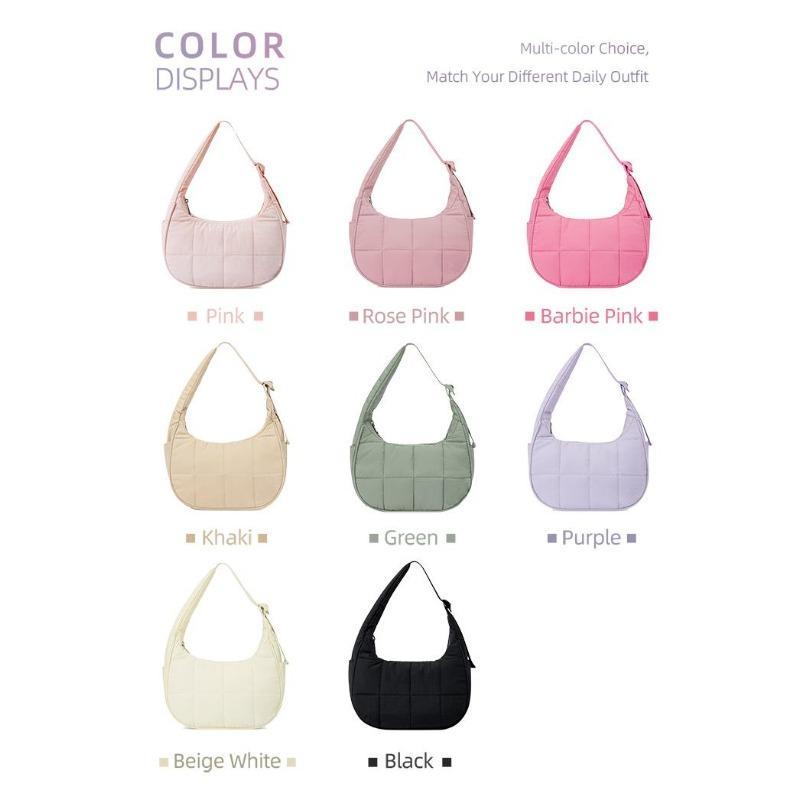 BIGWIG Women's Small Quilted Crescent Shoulder Bag, Waterproof and Slim Nylon, Quilted Nylon Tote Bag with Adjustable Strap, Perfect for Fitness, Travel, or Gifts