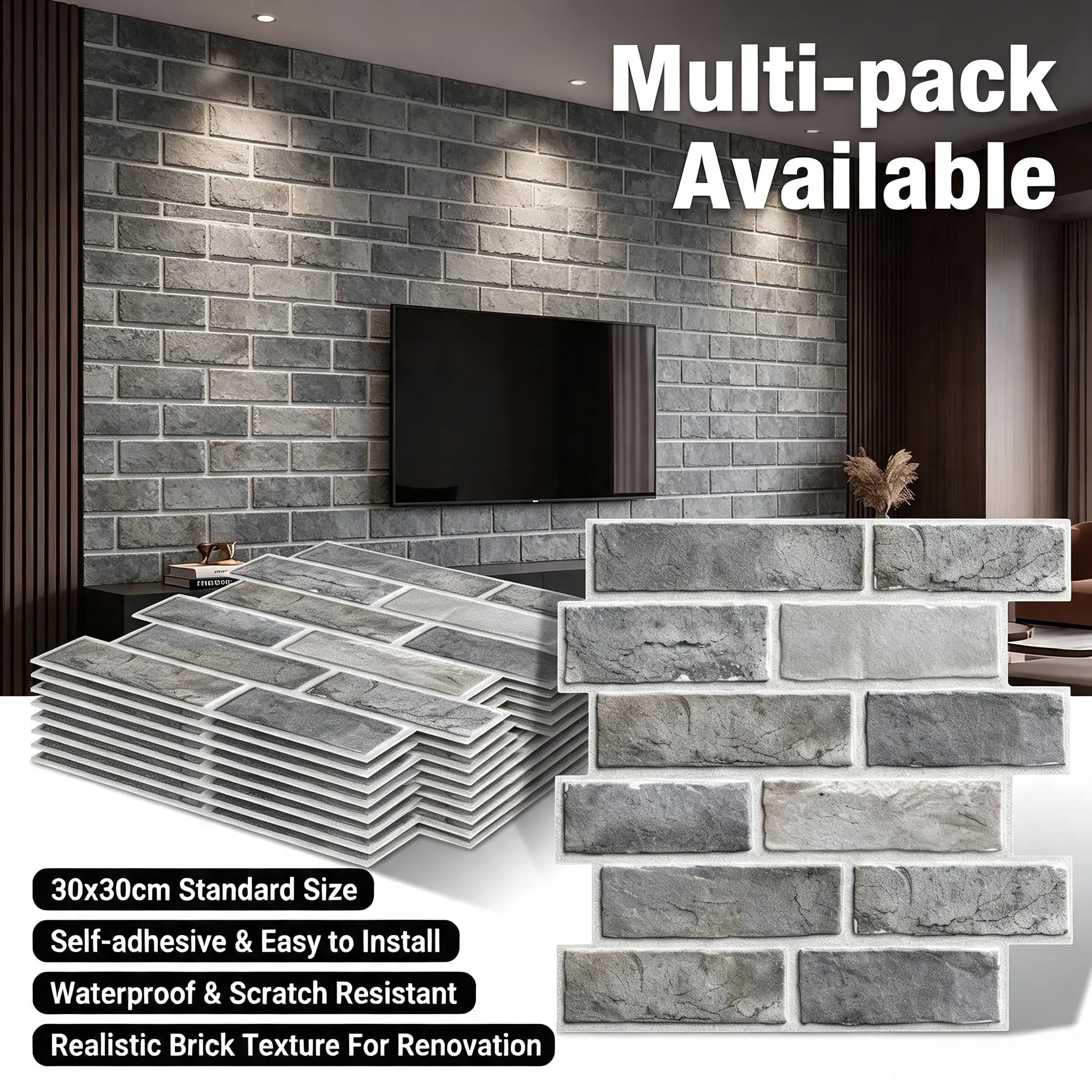 Peel & Stick 3D Brick Wall Panel, Realistic Texture for Home Decor, Easy Installation, Durable Material, Perfect for Walls