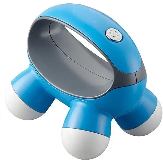 Mini Hand-Held Massager with Hand Grip, Battery Operated Vibration Massage, 4 Massage Nodes, Powered by 2 AAA Batteries (Included), Assorted Colors