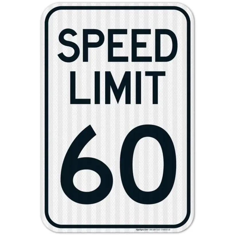 60 Mph Speed Limit Sign Aluminum Outdoor Traffic Sign, Rust-Resistant Fade-Proof, Ideal for Home Garage Decor, Wall Decor, Decorative Sign