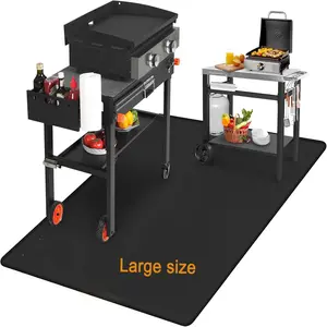 Large Under Grill Floor Mat for Outdoor Grill, Barbecue Accessories, Fireproof BBQ Mat, Outdoor Cooking Grill Pads Floor Mat, BBQ Protector for Decks Patios, Fits Most Griddles, Indoor Fireplace Mat