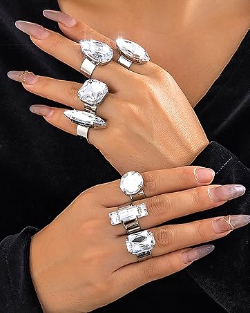 Boho Turquoise Ring for Women Silver Western Stackable Knuckle Rings Vintage Cactus Flower Midi Finger Ring Statement Jewelry Gifts