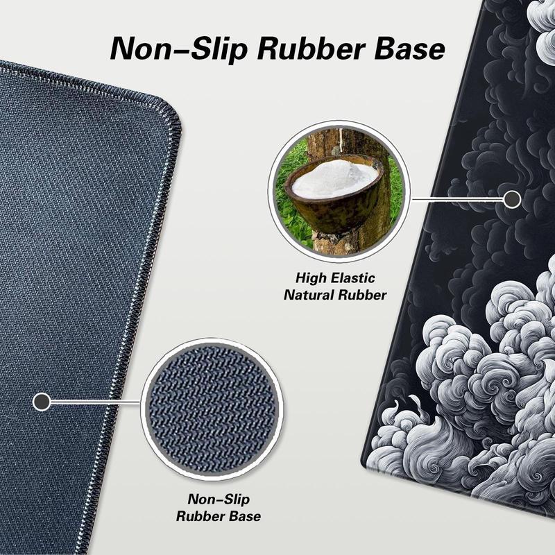 Cloud Pattern Mouse Pad, Rectangle Gaming Mouse Pad, Office Desk Keyboard Mat for Home Office Desk, Non-Slip Rubber Base Mousepad for Gaming