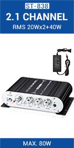 S-288 4 CH Bluetooth 5.0 Home Audio Amplifier, RMS 45Wx4, Max 600W HiFi Stereo Power Amplifier USB, SD, FM Class D Speaker Amp for Home Theater Karaoke, with Power Adapter & Rete Control