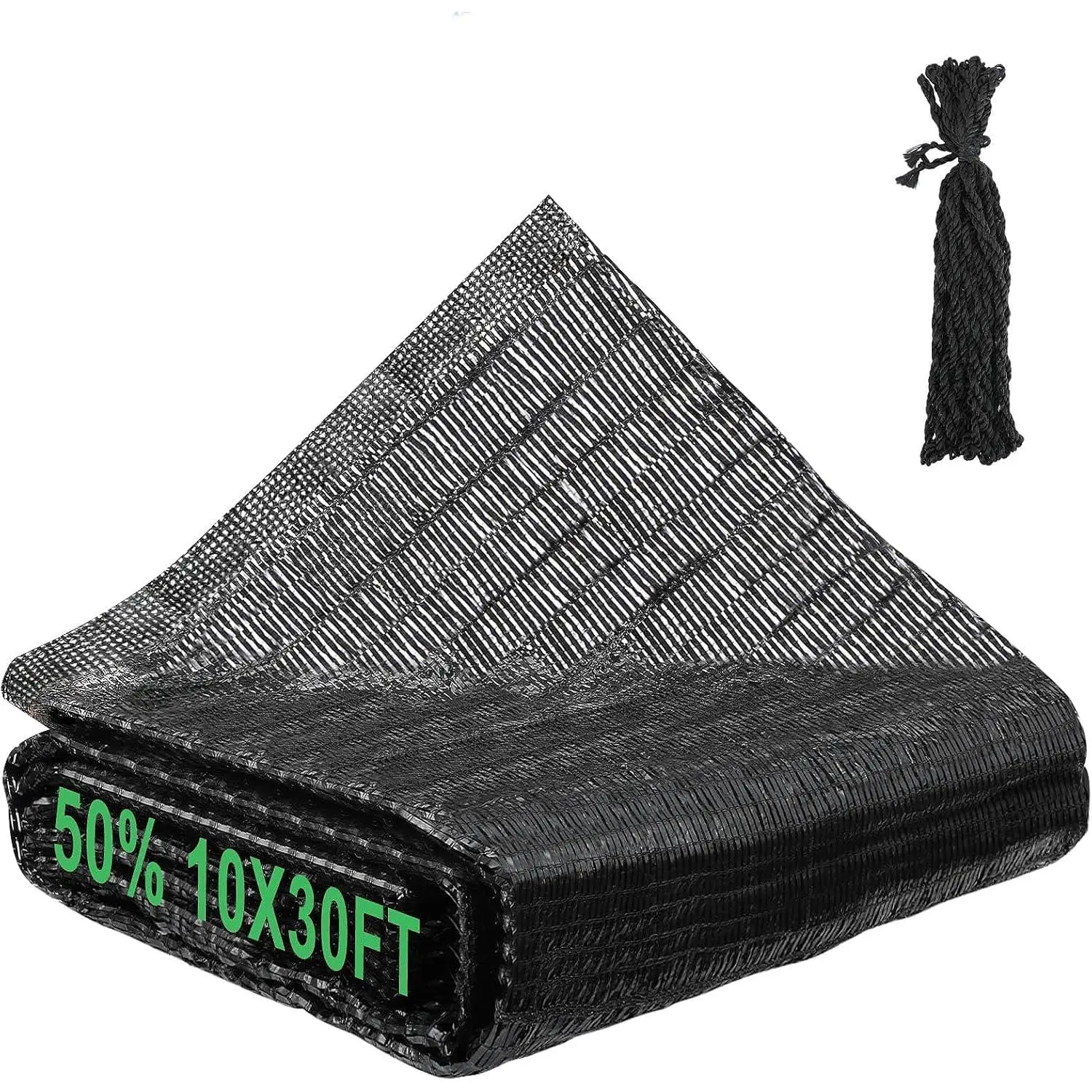 Cuttable Shade Cloth for Garden | 10x30FT 50% UV-Resistant Mesh Tarp with Rope, Black Sun Cover Net for Patio Greenhouse Raised Beds