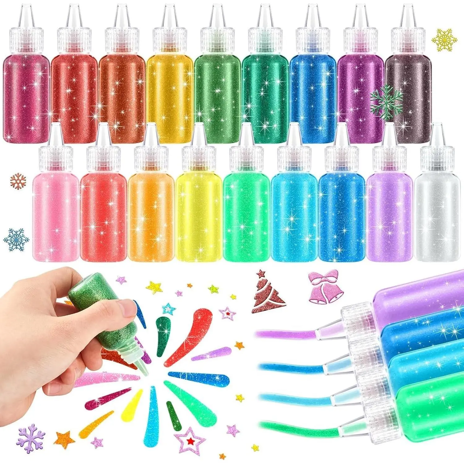 Glitter Glue 18 Colors Washable Art Glitter Glue 0.67 Oz Neon Metallic Rainbow Stick Set for Craft Scrapbooking DIY Art Crafts Decorating Supplies(18 Pack)