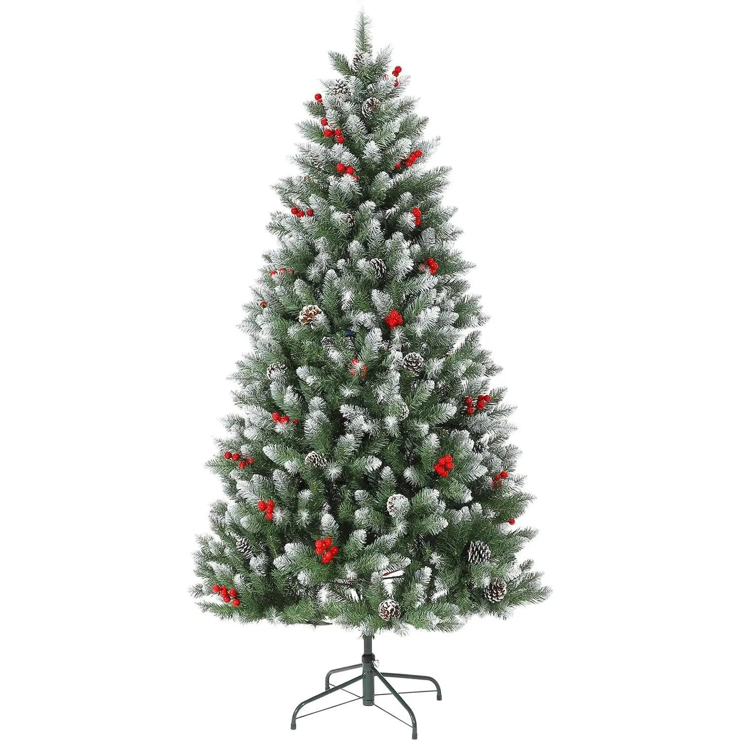 6ft Pre-Lit Artificial Christmas Tree - 876 PVC Tips, 350 LED Lights, 8 Lighting Modes (Warm White/Multi-Color), Metal Stand, Fire-Resistant, Easy Assembly, Decoration for Home, Office