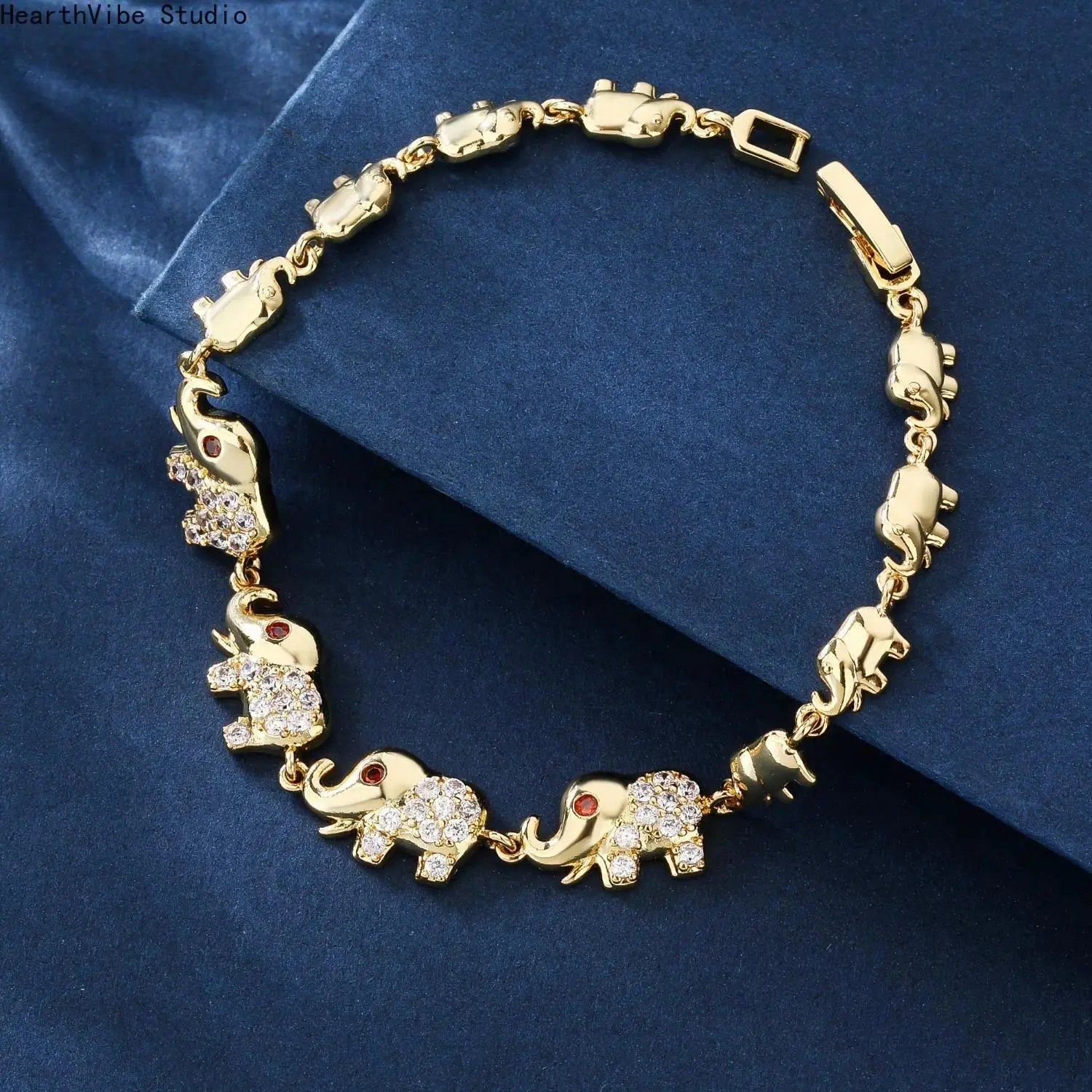 Mother Elephant Bracelet - 18K Gold Plated with Matching Pendant, Fashion Jewelry for Women