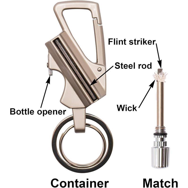 Permanent Match Infinity Lighter Gift,(Lighter Fluid Not Included) Reusable Waterproof Flint Fire Starter with Keychain & Bottle Opener, Windproof Metal Kerosene Lighter for Outdoor Camping, Hiking & Survival