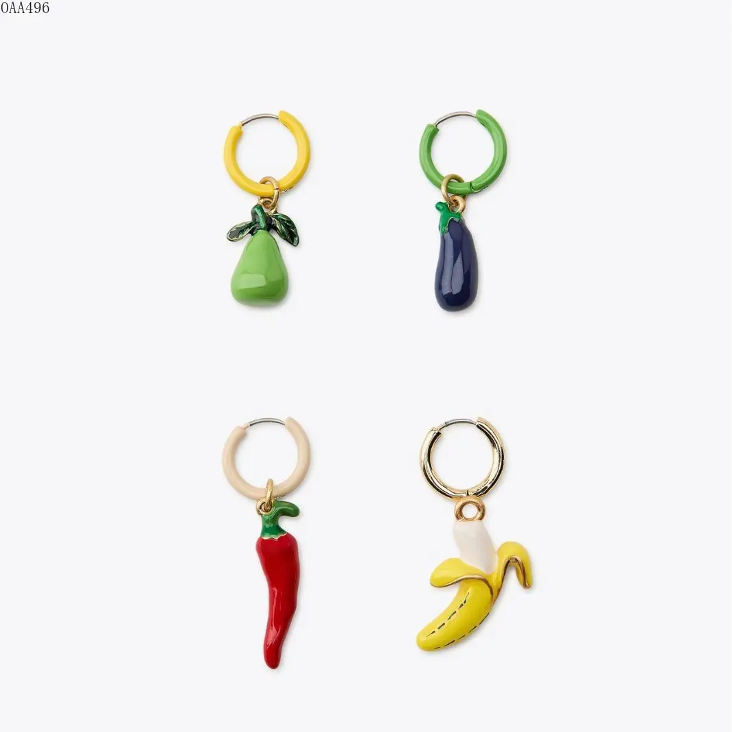 Ins Aesthetic Colorful Fruit & Vegetable Dangle Earrings, Unique Niche Design Stainless Steel Earrings, Long‑Lasting Color‑Retaining Fashion Jewelry for Women, Summervibes Daily Party Wear