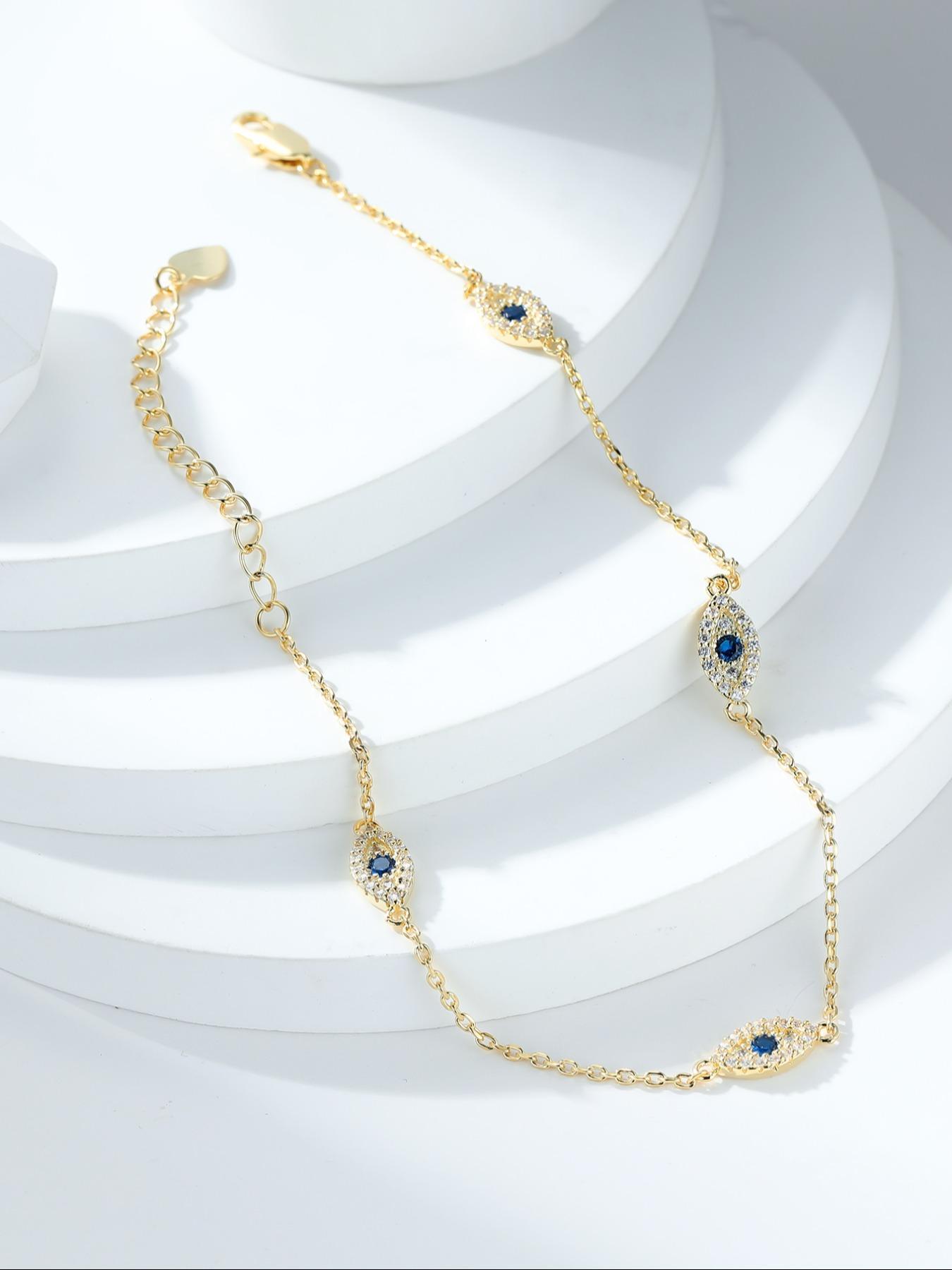 Luxury Exquisite Multi-color Synthetic Zirconia Devil's Eye Decorative Anklet, Fashionable Jewelry for Women, Birthday Gift for Girlfriend