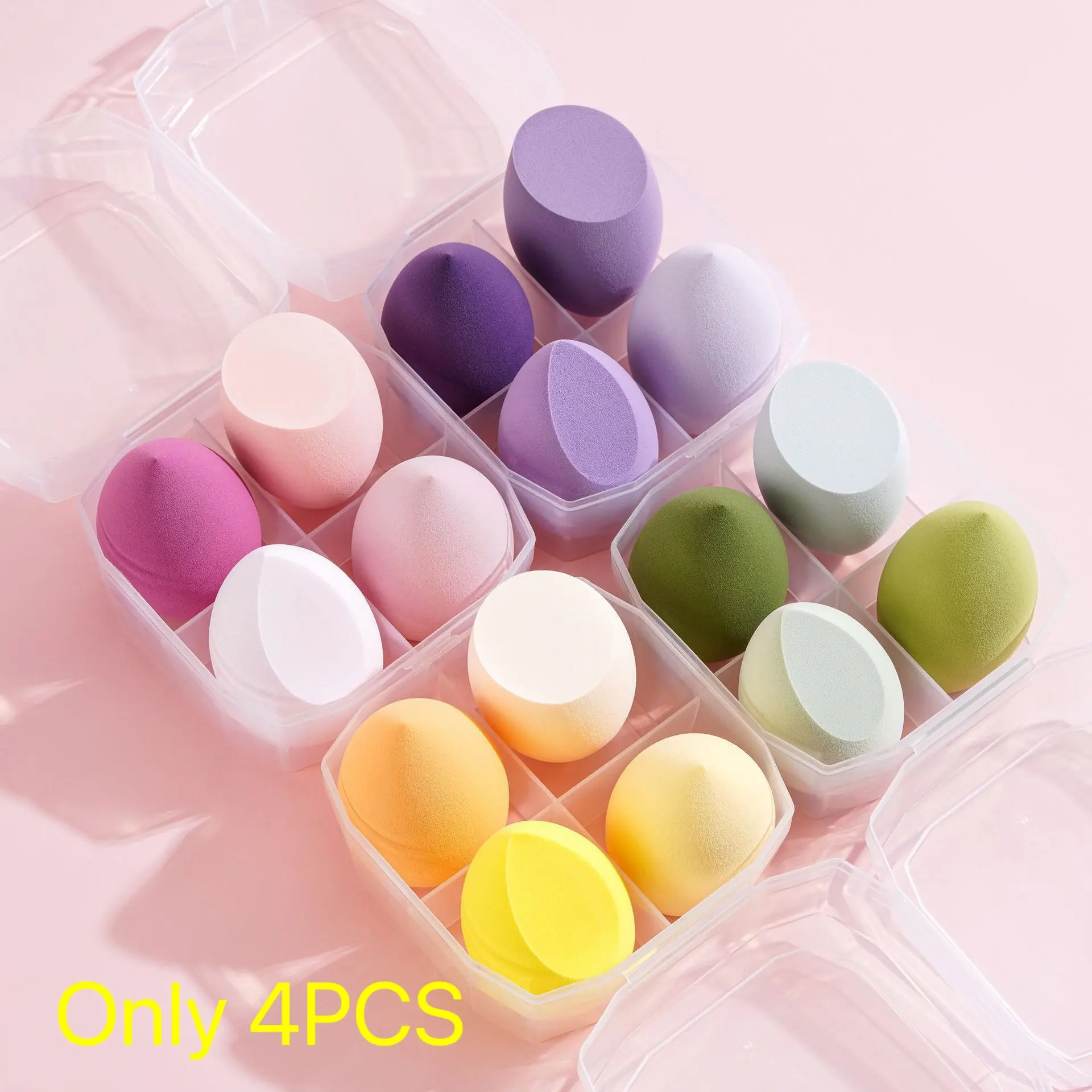Multicolor 4-Piece Makeup Sponge Set, Beauty Sponges, Hydrophilic PU Material, Fragrance-Free, Wet/dry Use, Suitable for Foundation, Bb Cream, Loose Powder, All Skin Types