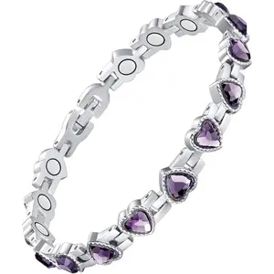 Feraco Magnetic Bracelets for Women, Titanium Steel Magnetic Bracelet with Neodymium Magnets & Sparkling Crystals, Jewelry Gifts