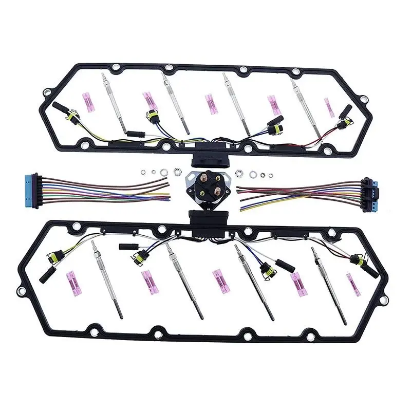 FridayParts Valve Cover Gaskets + Inner Injector Glow Plug Harness with Relay + 8 Glow Plugs F81Z-6584-AA F81Z-9D930-AB for Ford 1999-2003 Powerstroke 7.3L F250 F350 E250 E350
