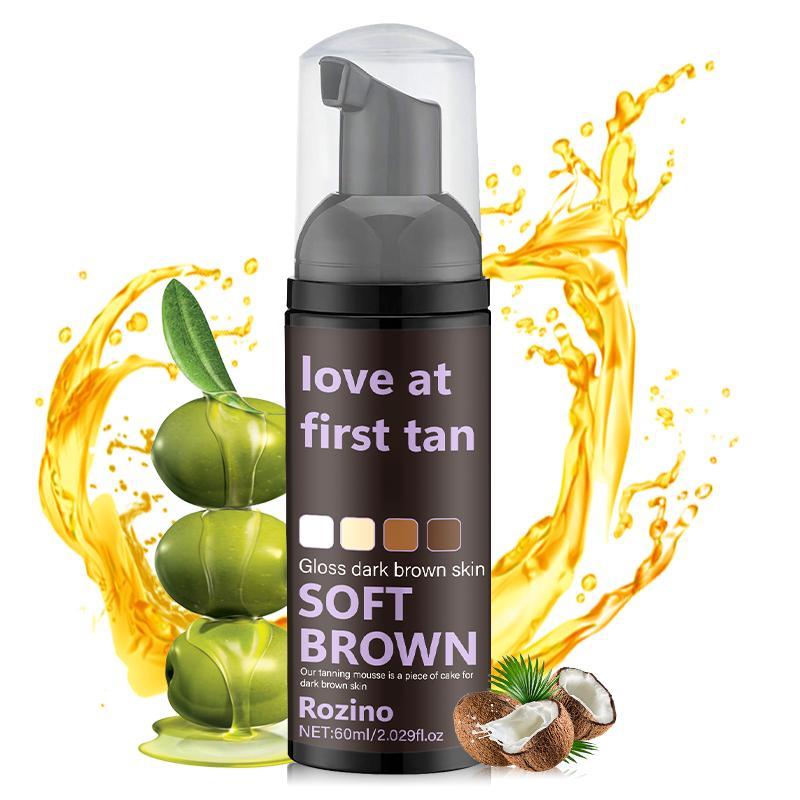 60ml Soft Brown Self Tanning Mousse, Natural Looking Self Tanner for Face & Body, Sunless Tanning Cream, Skin Care Product for Women & Men
