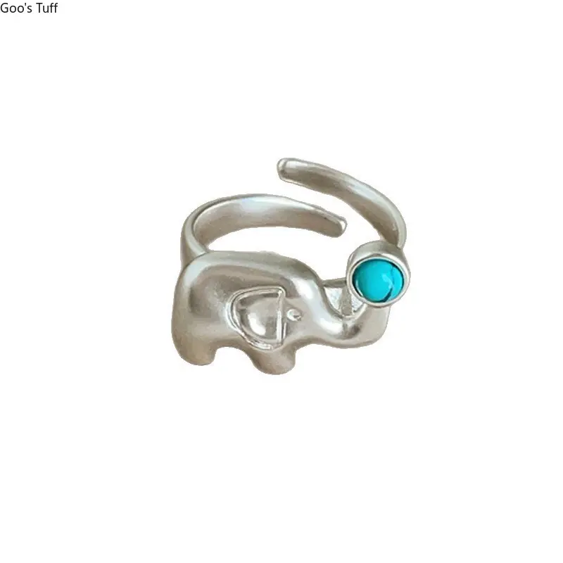 Women's INS-Inspired Indie Open Adjustable Ring with Unique Elephant Motif, MDF+Steel Luxe Look Costume Jewelry Accessory for Daily Wear & Parties, Open Ring