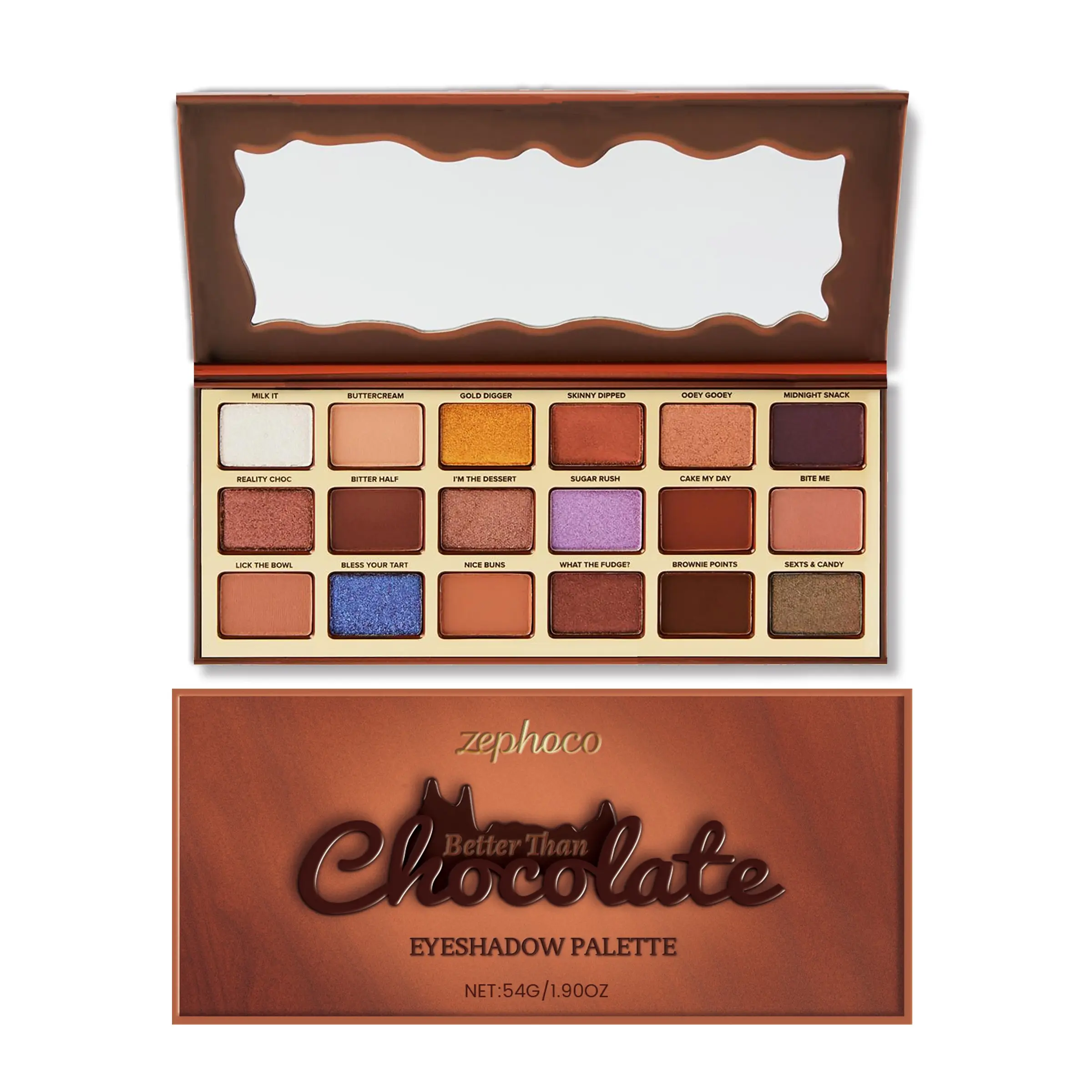 Zephoco Chocolate Eyeshadow Palette, Cool Tone Earth Shades, Light Buildable Pigment, Daily Neutral Makeup, Highlight & Eyeshadow Combo for Office Commute