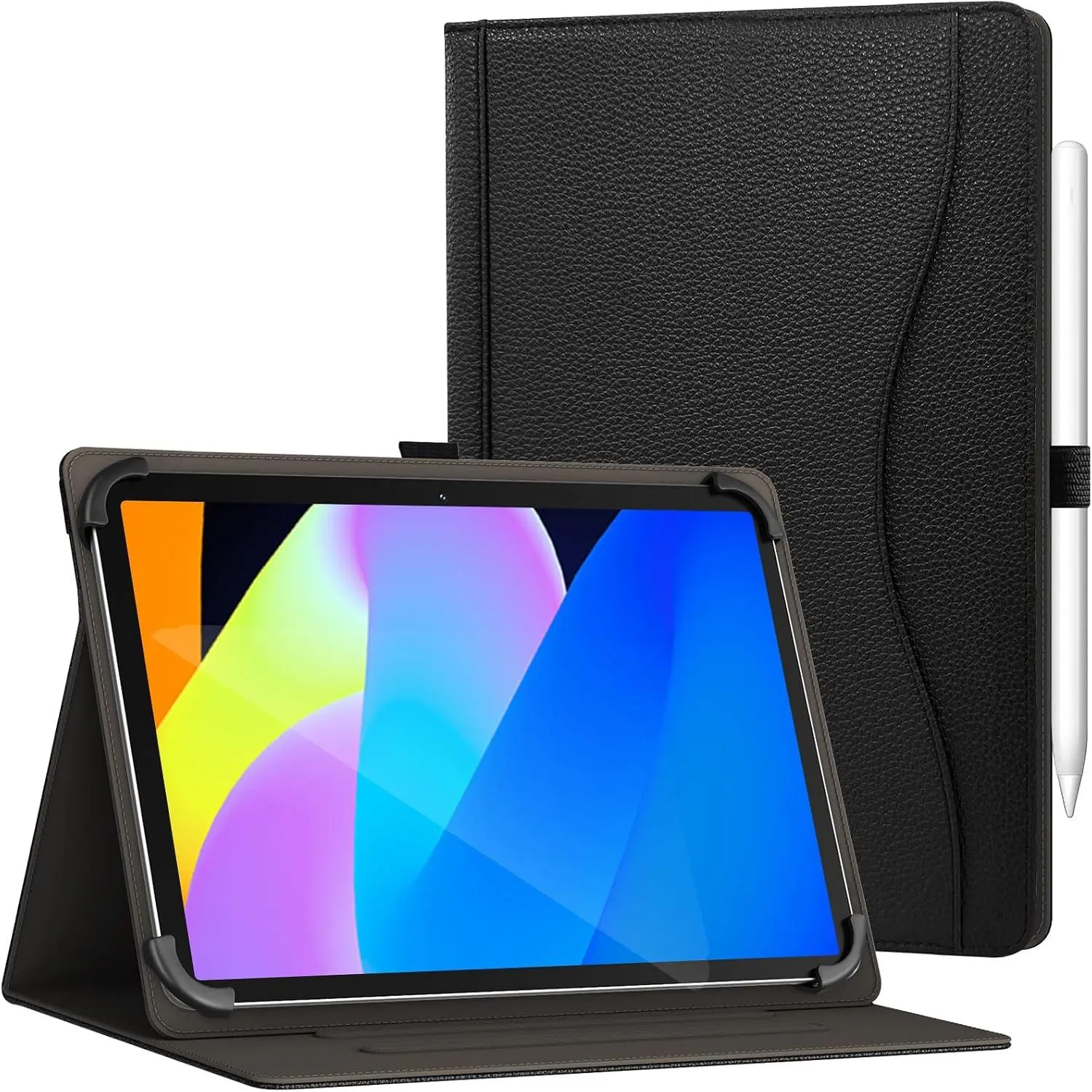Case for 9.6 10 10.1 11 inch Tablet, for  TAB 10 Gen 4, PU Leather Protective Cover for  Android Tablets 9.6-11" with Stand for FEONAL/TECLAST///iPad/ (Black)