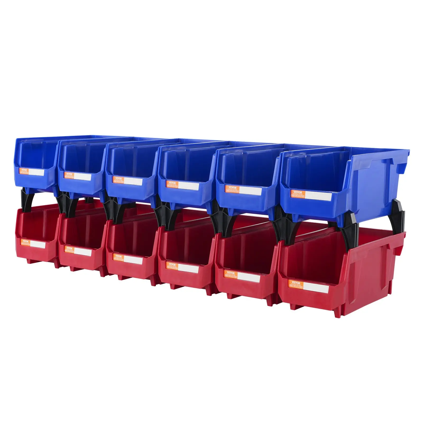 【DealsForYouDays】VEVOR Plastic Storage Bin, (11-Inchx 5-Inchx 5-Inch), Hanging Stackable Storage Organizer Bin, Blue/Red, 12-Pack, Heavy Duty Stacking Containers for Closet, Kitchen, Office, or Pantry Organization