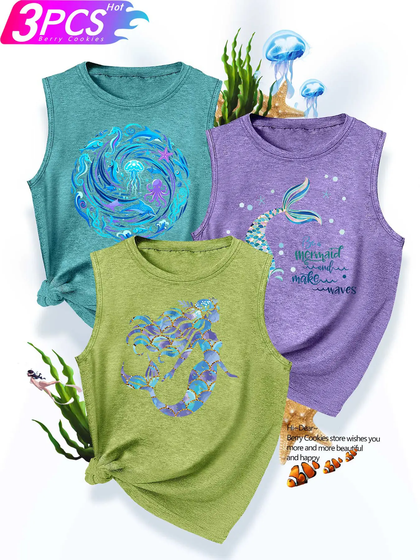 Dream Ocean Swirl Tank, Gold Gradient Mermaid Sea Creature Circle Art Print, unique aesthetic vest