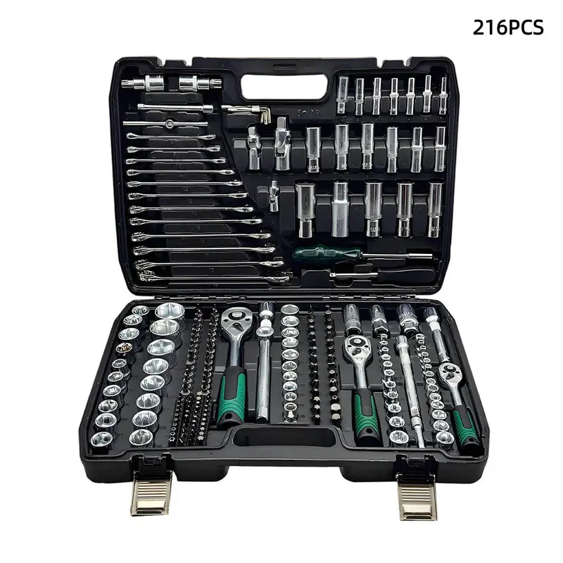 216-Piece Multi-Function Ratchet Socket Wrench Set, Car Repair Tool Kit, High Hardness Steel, Durable, Shockproof, Wear-Resistant, Rust-Proof