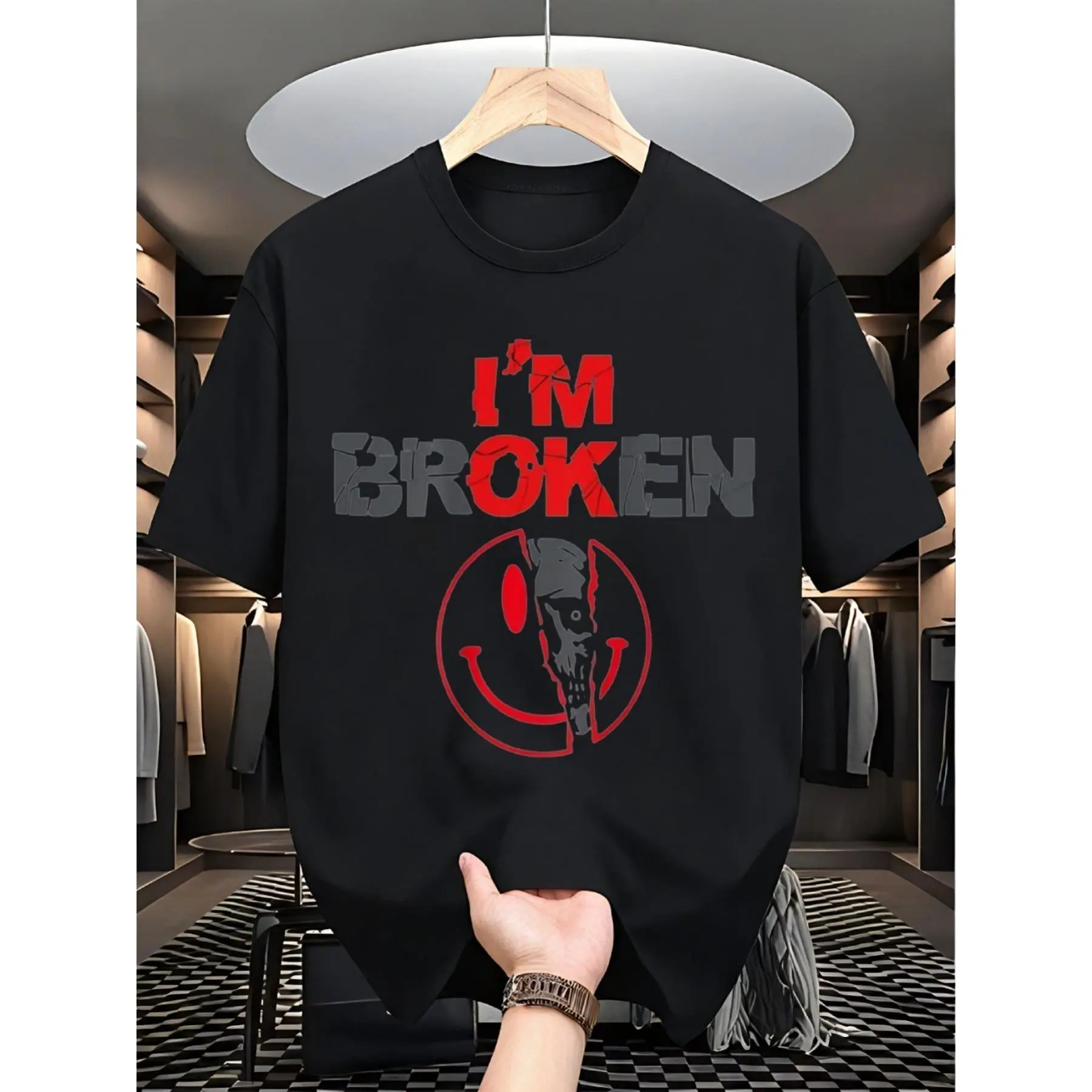 Plus sizePlus Size I'm Broken Skull Graphic  T-Shirt