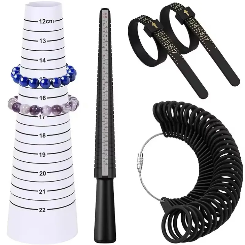 Ring Size Measurement Kit, Includes Ring Sizer Tool, Finger Measurer, Two Us Sizes 1-17, Plastic, Ease of Use, Jewelry Accessories