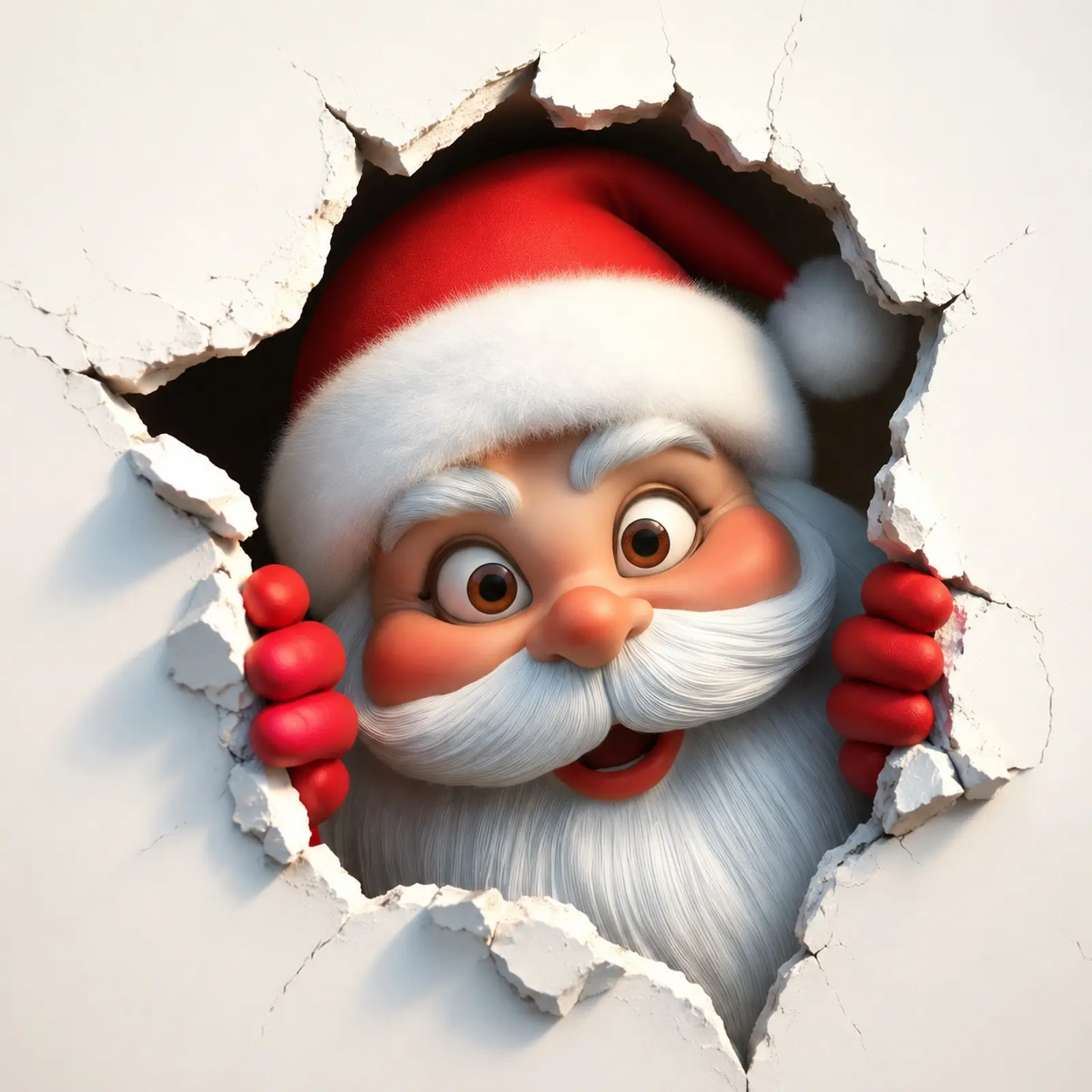 Holiday Ornament Wall‑Decor Santa Face Removable Vinyl Wall Stickers, 3D Illusion Peel‑Off Decals For Home Indoor Decoration.