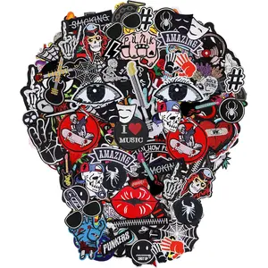 Meneng Embroidered Patches Iron-on Appliques: 30pcs Assorted Cool Punk Embroidery Sew-on Patch for Jackets Clothing