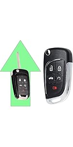 Key Fob Shell Case Replacement Fits for Chevy Cruze Malibu Equinox Sonic Impala GMC Terrain Buick Lacrosse 2011-2016 Keyless Remote Control 5 Button Flip Key Pad Cover OHT01060512