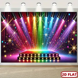A 2D flat banner, 1 multi-functional stage effect backdrop, suitable for photography, made of polyester, featuring a bright spotlight design, applicable for birthdays, photo booths and outdoor events.