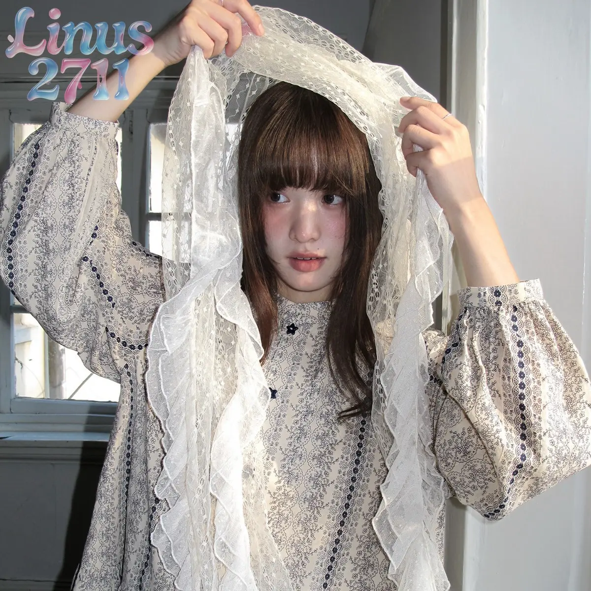 Vintage Cream Polka Dot Hollow Lace Scarf Multi-Layer Ruffle Frill Long Neck Wrap Soft Cottagecore Women Photo Prop Bridal Veil Daily Outfit Accessory