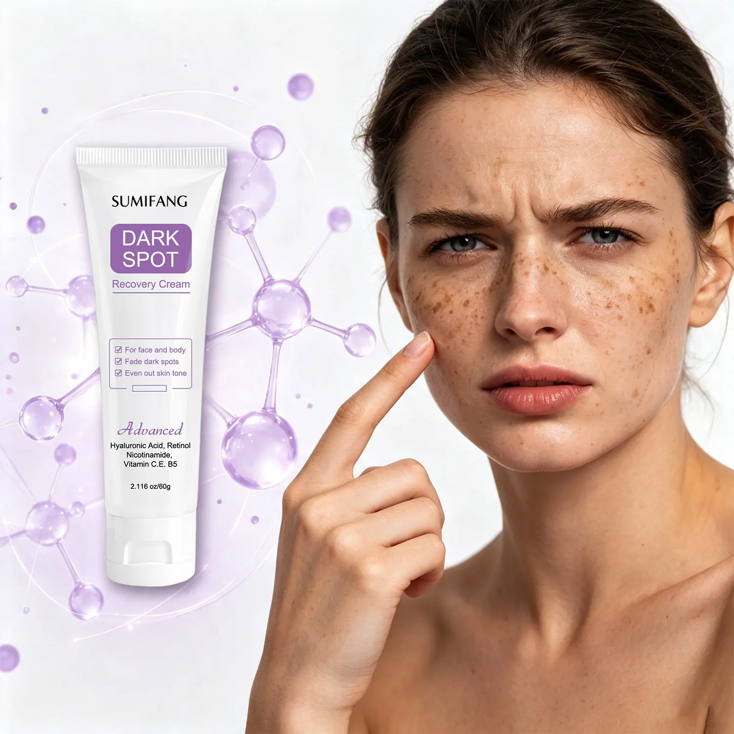 SUMIFANG Dark Spot Corrector Cream 60g, Hyaluronic Acid + Retinol + Niacinamide – Brightens dull skin tone, reduces pigmentation, smooths skin texture | Gentle formula, can be used on face and body, fades dark spots, evens skin tone, deeply moisturizes.