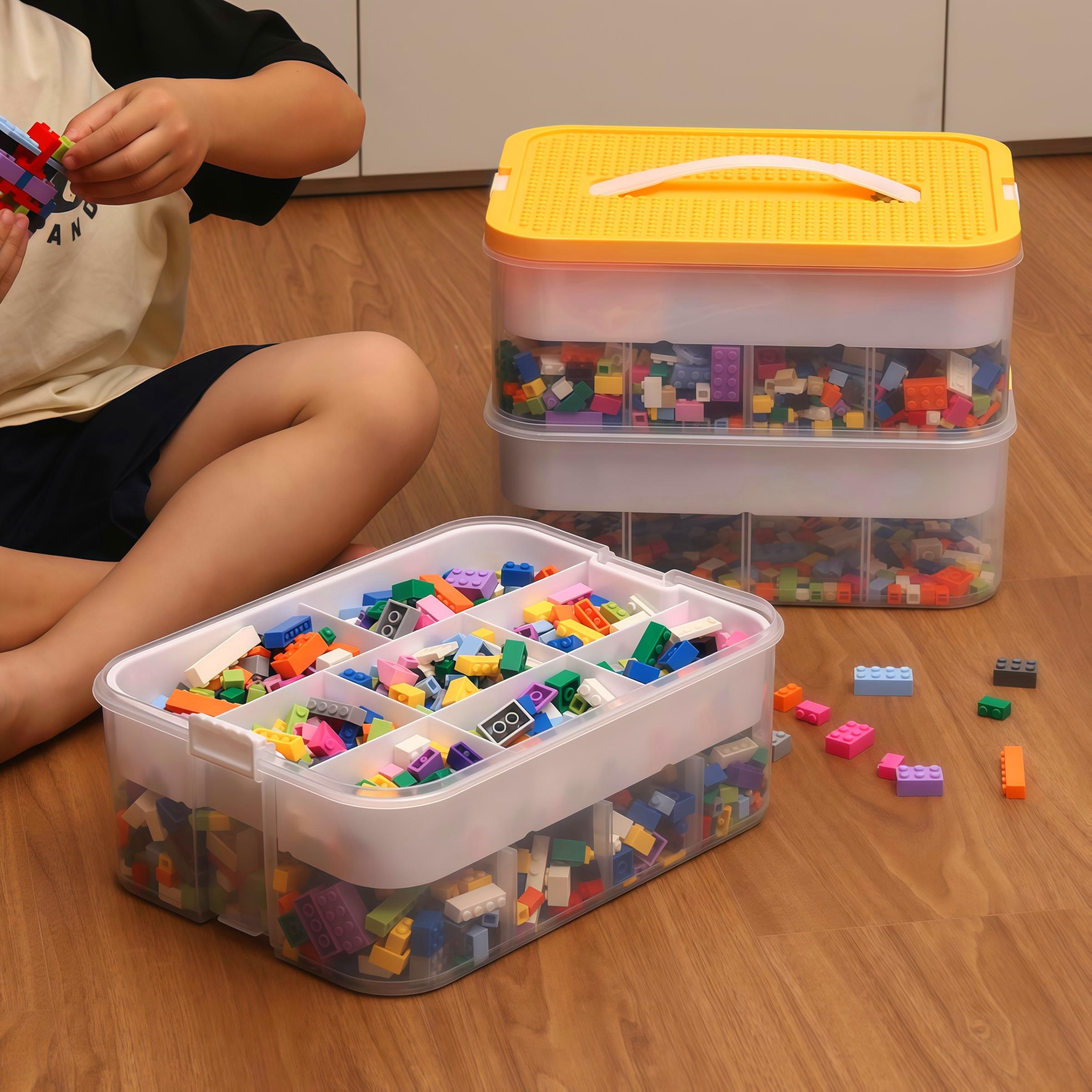 1 large particle building block storage box, super large capacity parts sorting bucket, 3-layer stackable storage box, suitable for home organization, ideal for bedrooms and game rooms, Multilayer Storage, Multifunctional Storage Bin