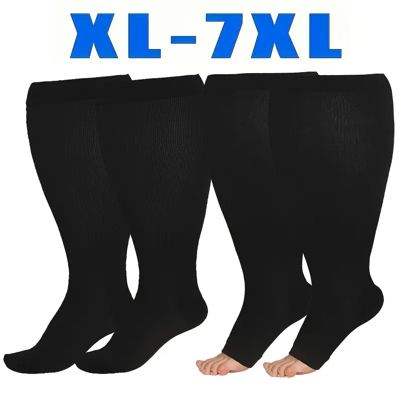 1 pair of extra-large compression socks for wide calves, unisex, knee-high, breathable, circulation-enhancing, sizes XL, 2XL, 3XL, 4XL, 5XL, 6XL, 7XL