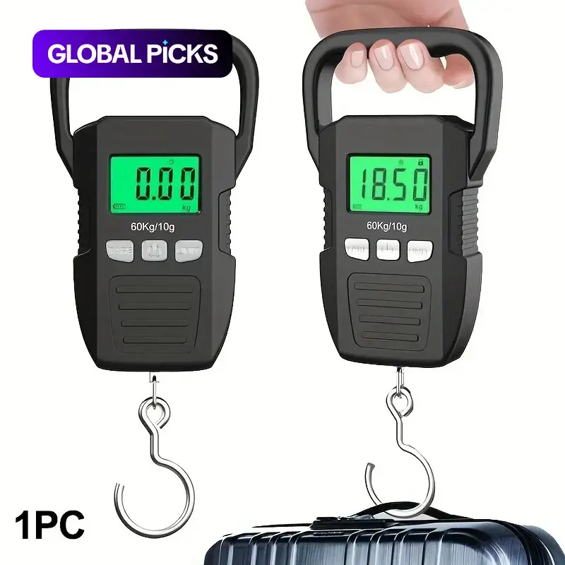 Kolzp 132lb/60kg Digital Handheld Luggage Weight Scale, Mini Portable Electronic Scale, Backlit LCD Display, Travel Essential, Gift Idea