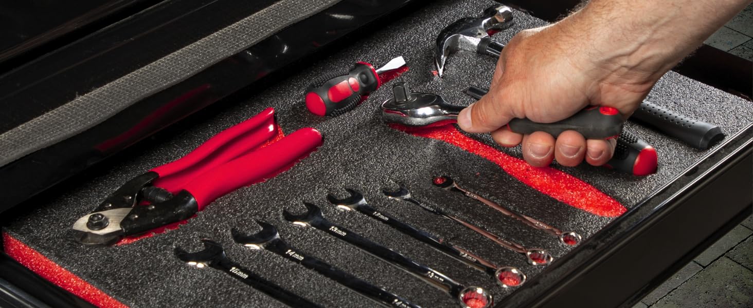 Tool Box Foam 48x16x2 inch 1PC, Foam Inserts for, Polyethylene Sheets for Toolbox Hard Case, Tool Shadow Insert, Kaizen Organizer Sheet, Black with Red