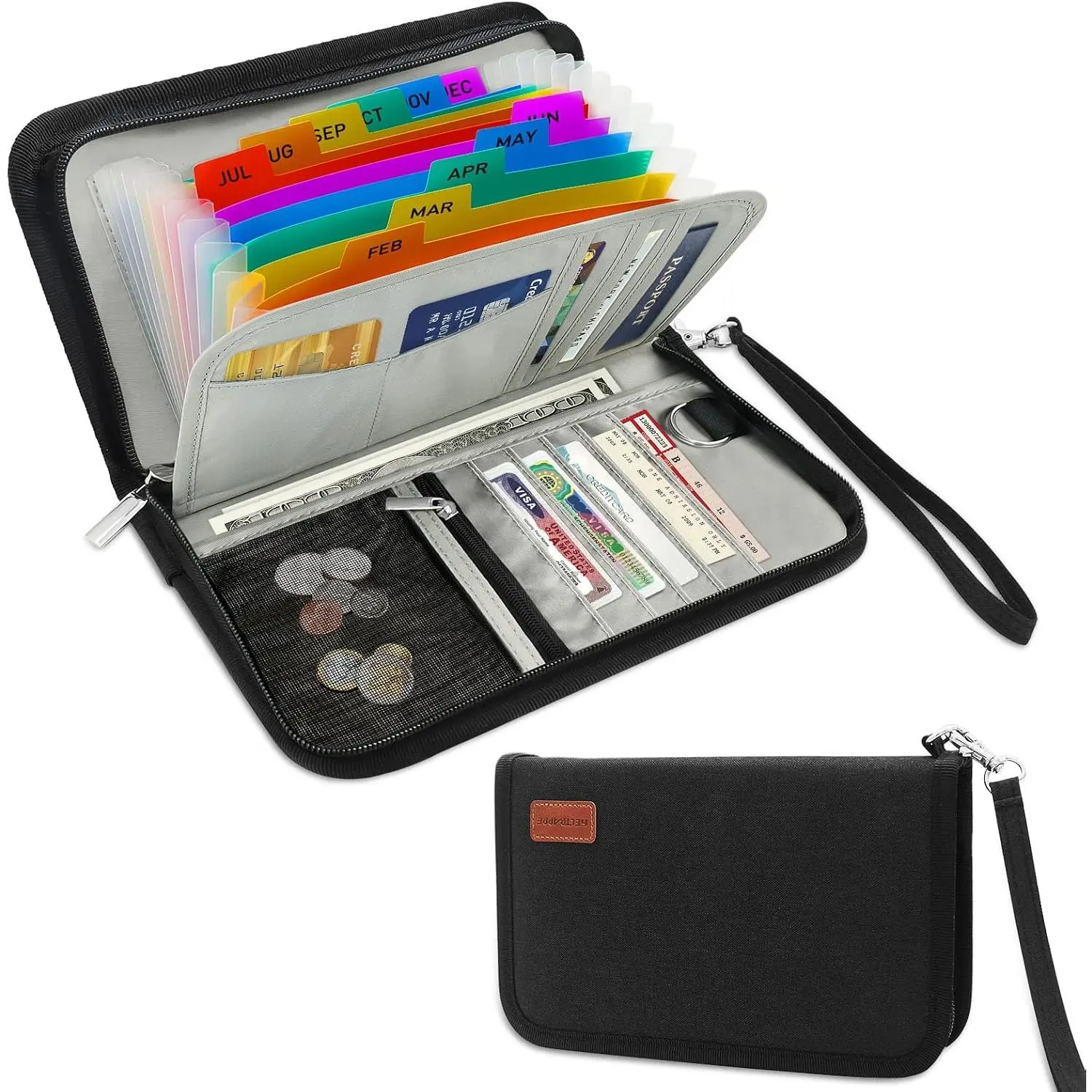 13 Pockets Receipt  Organizer with Card Holder, Mini Expandable Ticket Storage & Card Case with Labels,Check/Bill/Invoice/ Sorter Wallet,for , Purse | 13 Pockets