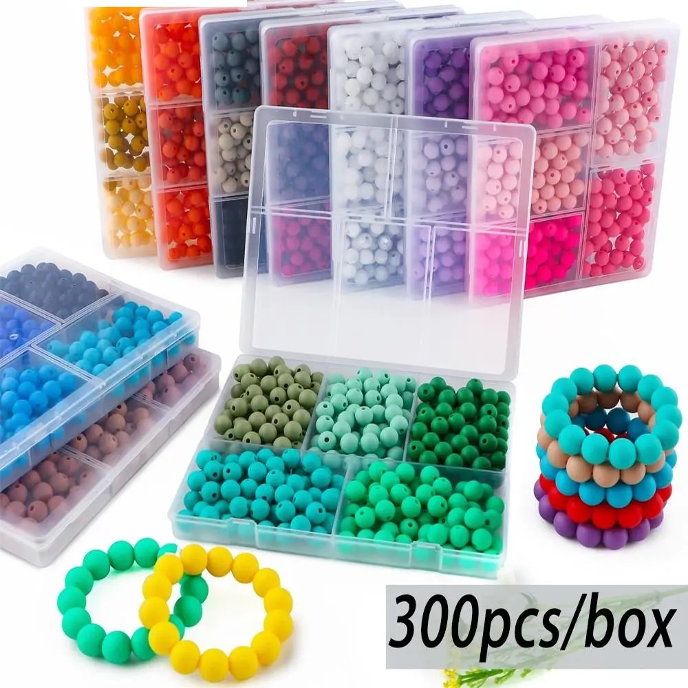 9mm Silicone Beads Kit, 300pcs/box Mixed Color Beads, DIY Beading Supplies for Bracelet Necklace Earrings Pendant Making, Crafts, Jewelry, Bracelet Kit Set, Diy Beads Assortment, Bead Assortments